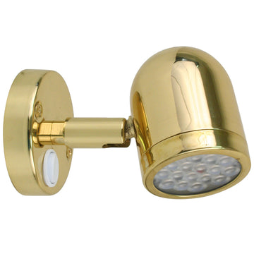 Scandvik LED Brass Reading Light, Polished Brass, Warm White LED, 8-30V