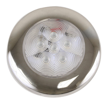 Scandvik B3 Downlight, Blue LED Surface Mount with Polished Stainless Steel Trim