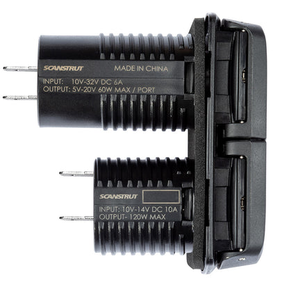 Scanstrut Flip Pro Dual USB-C & 12V Power Socket, 60W Fast Charge