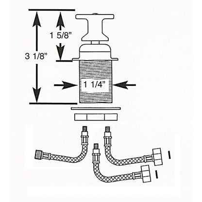 Scandvik T-Handle Shower Mixer Control, Chrome-Plated Brass