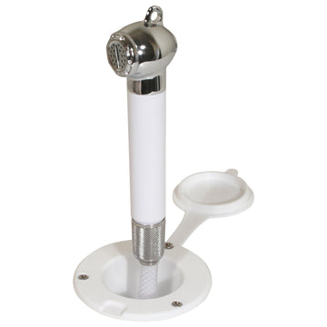 Scandvik Recessed Transom Shower with On/Off Push Button, 6' Hose, White