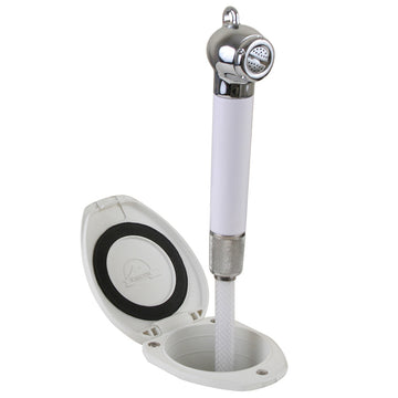 Scandvik Recessed Shower with 6' White Hose - Push-Button, Fifth Generation