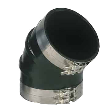 Trident Marine 3-1/2 in. ID 45-Degree EPDM Rubber Wet Exhaust Elbow with 4 T-Bolt Clamps