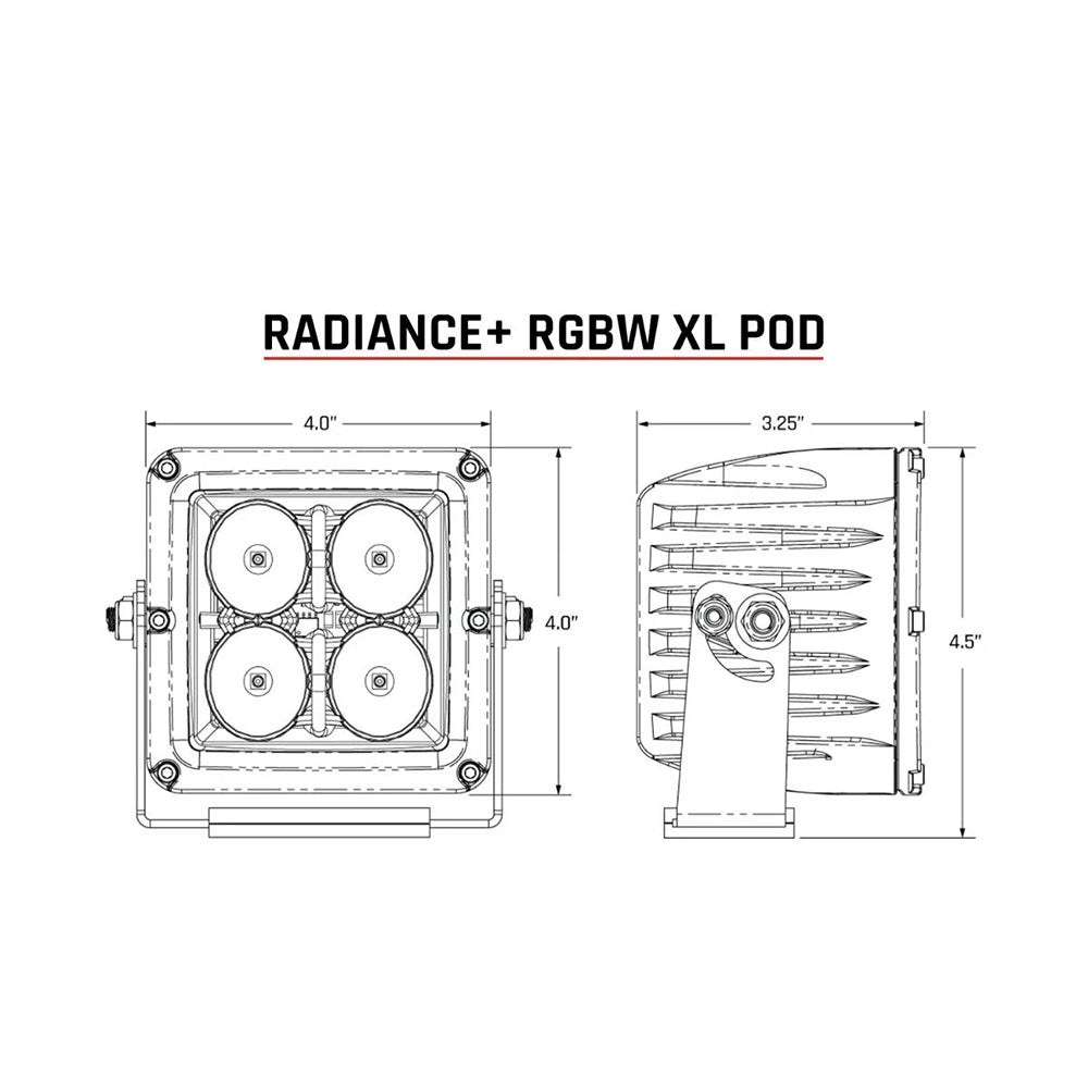 RIGID Industries XL Radiance+ RGBW Pods, 4" Spot Drive (Pair)