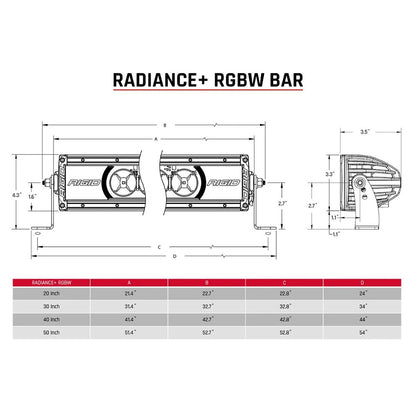 RIGID Industries Radiance+ 50 Inch RGBW Light Bar, Spot-Drive Optics
