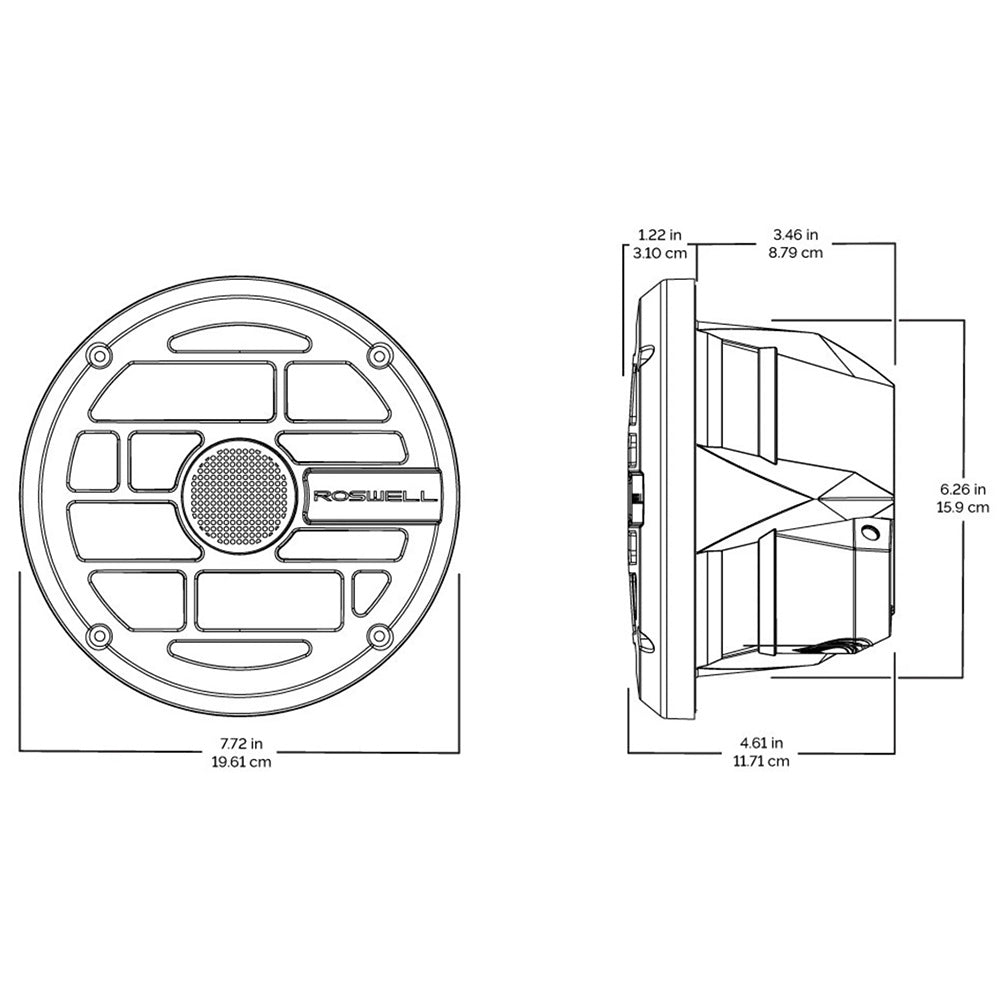 Roswell Marine R Series 7.7" 80W RMS RGB LED Marine Speakers, Anthracite