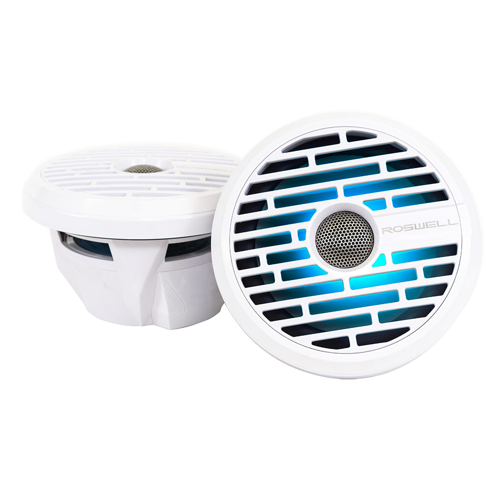 Roswell Marine R1 7.7" Marine Speakers, 90W RMS with RGB LED – White