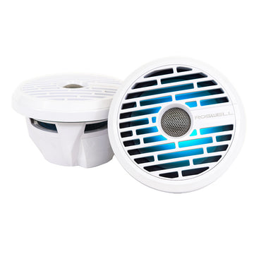 Roswell Marine R1 7.7" Marine Speakers, 90W RMS with RGB LED – White