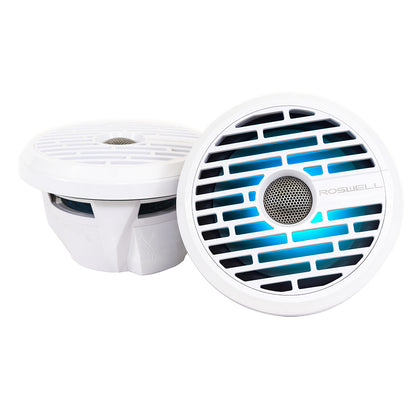 Roswell Marine R1 7.7" Marine Speakers, 90W RMS with RGB LED – White