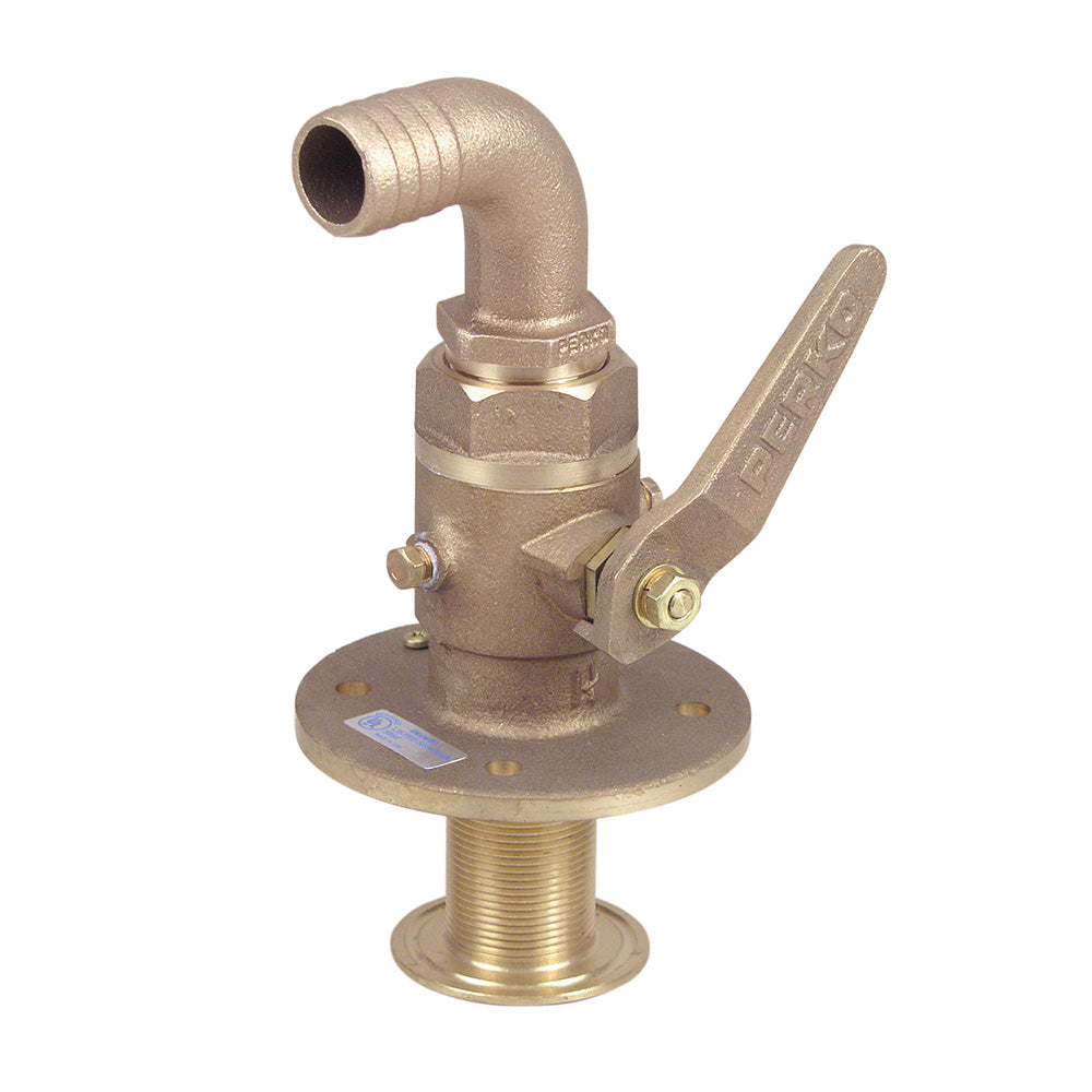 Perko 1-1/2" Cast Bronze Seacock with 90-Degree Curved Tail Piece