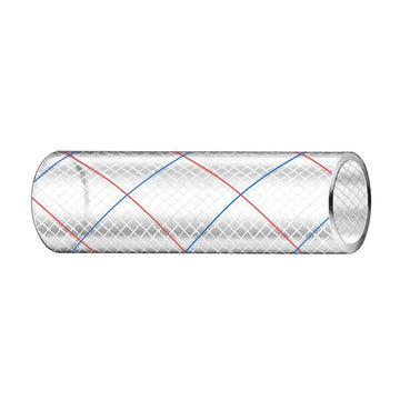 Trident Marine 3/8" x 50' Clear Reinforced PVC Hose Tubing, Red & Blue Tracer