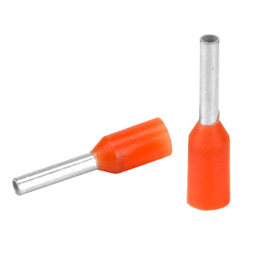 Pacer Orange 20-22 AWG Insulated Wire Ferrules, 6mm, 25 Pack