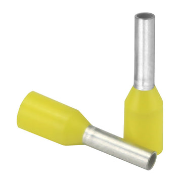 Pacer 18 AWG Wire Ferrules, Yellow, 6mm Length - 25 Pack