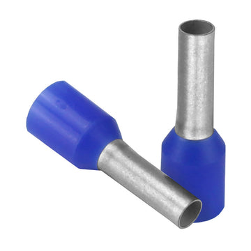 Pacer 14 AWG Insulated Wire Ferrules, 8mm Length, Blue, 25-Pack