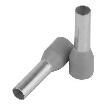 Pacer 12 AWG Insulated Wire Ferrule, Grey, 10mm Length - 25 Pack