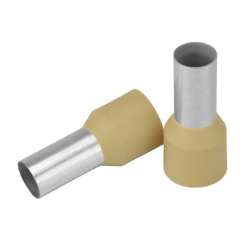 Pacer Beige 2 AWG Wire Ferrule, 16mm Length – 10 Pack for IEC Terminal Blocks