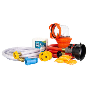 Camco 47806 Ultimate RV Starter Kit, 10ft Sewer Hose, 25ft Water Hose