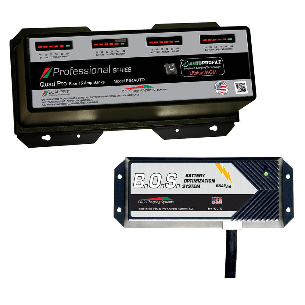 Dual Pro PS4AUTO/BOS12V3 4 Bank Charger w/ 3 Bank BOS, 60A Output
