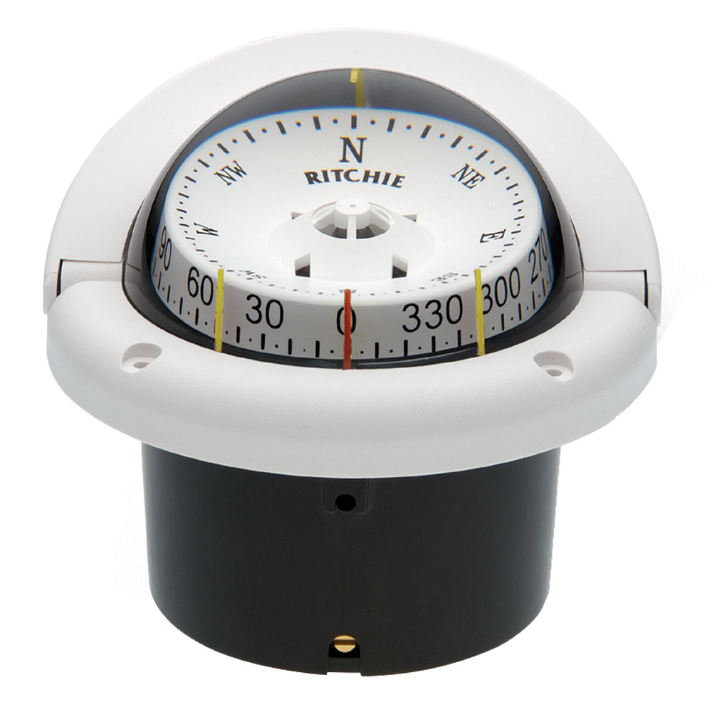 Ritchie Helmsman HF-743W Flush Mount Compass, 3 3/4" NiteVu Dial, White