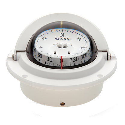 Ritchie Voyager Flush Mount Compass - White, 3-inch Dial
