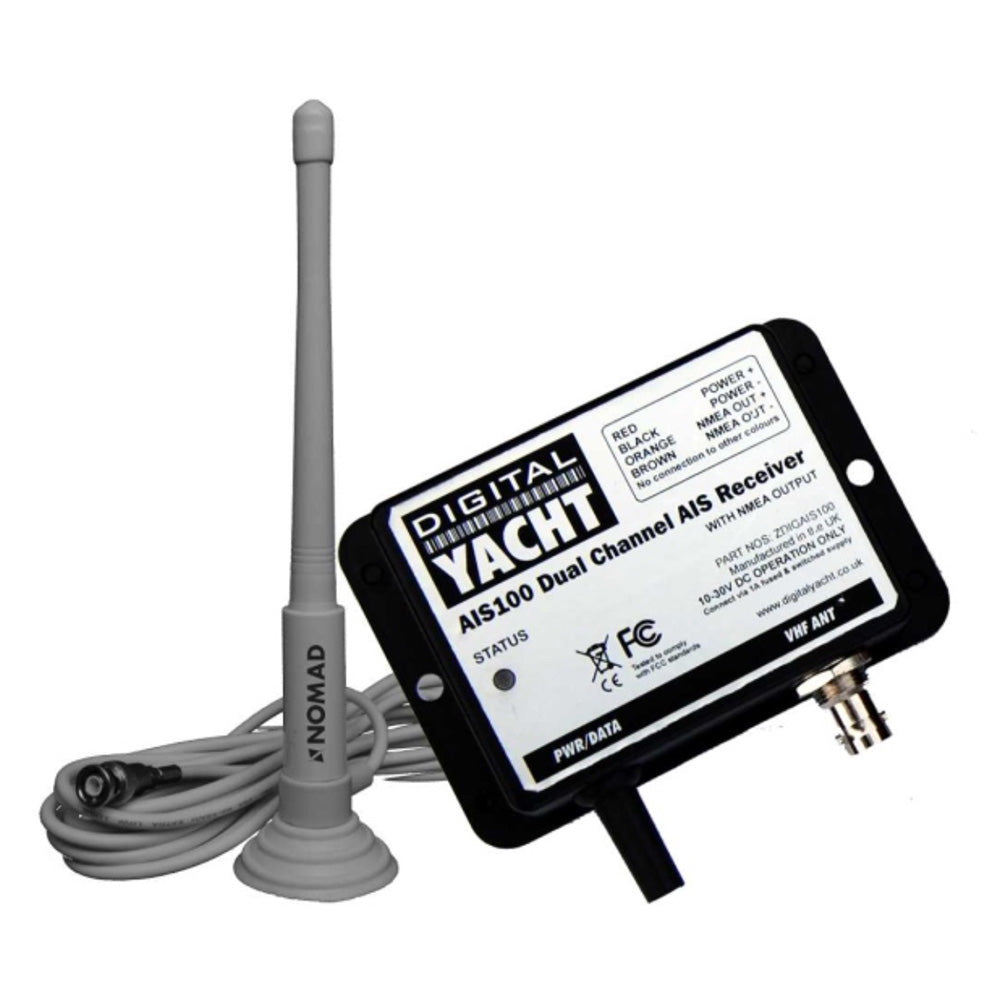 Digital Yacht AIS100 USB AIS Receiver with QMax Portable Antenna, Dual-Channel