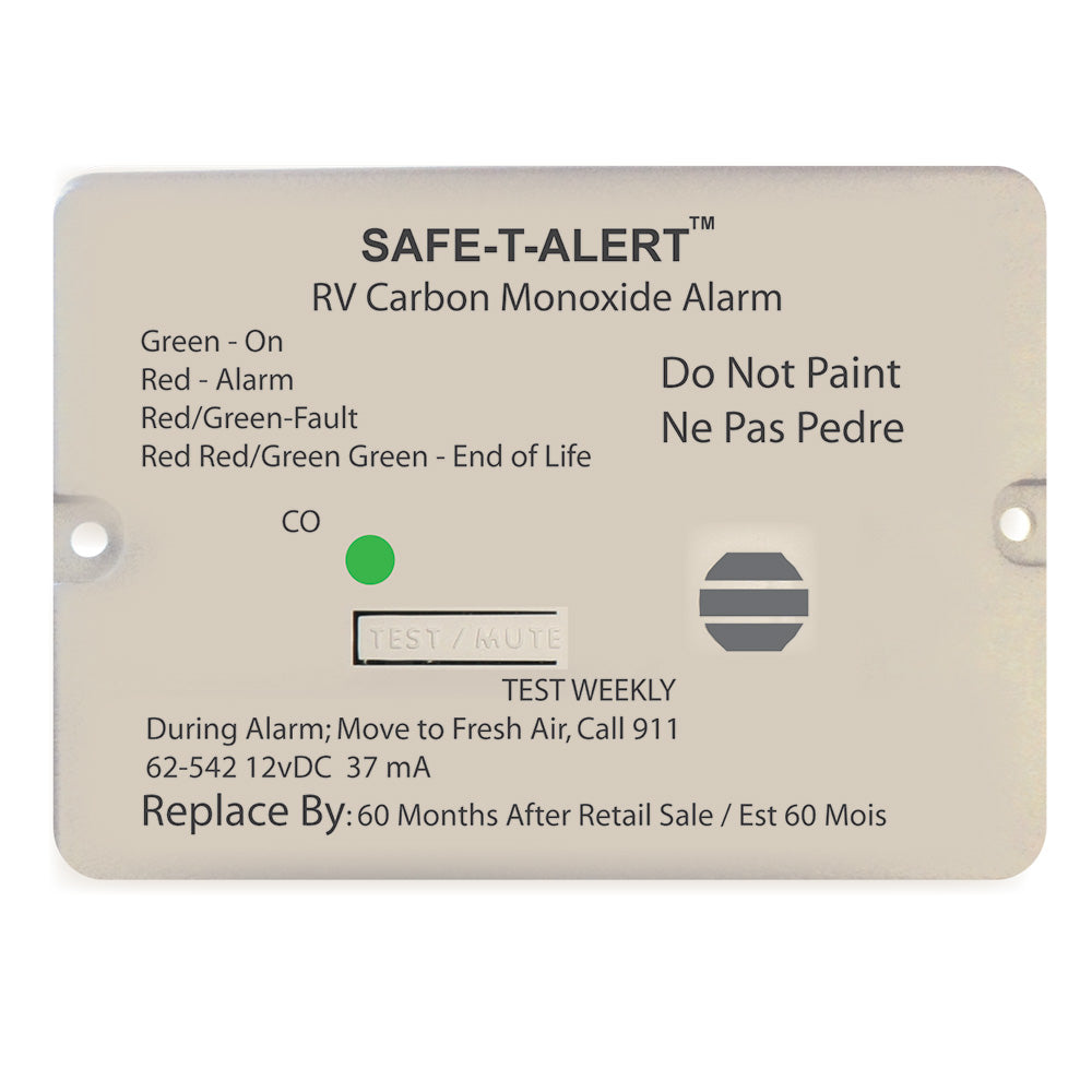 Safe-T-Alert 62 Series RV Carbon Monoxide Alarm, 12V Flush Mount, White