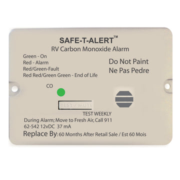 Safe-T-Alert 62 Series RV Carbon Monoxide Alarm, 12V Flush Mount, White