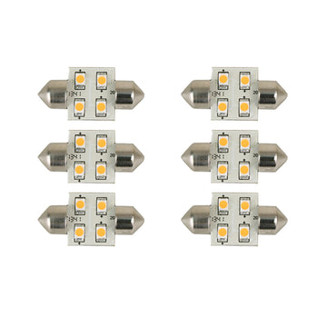Scandvik 41161 Cool White Festoon LED Bulbs, 31mm, 12/24V (6-Pack)