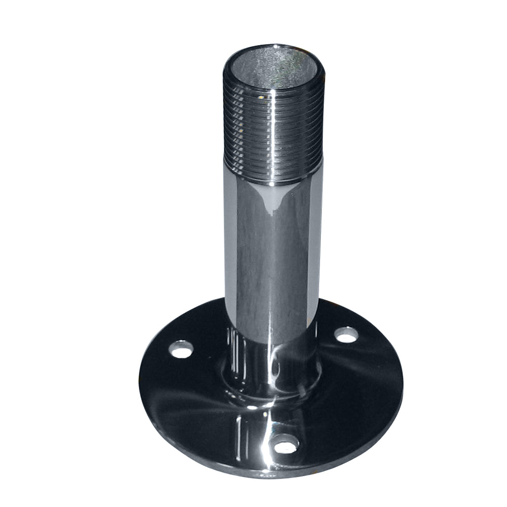Shakespeare Style 4365 Straight Antenna Mount, Stainless Steel, 4" High