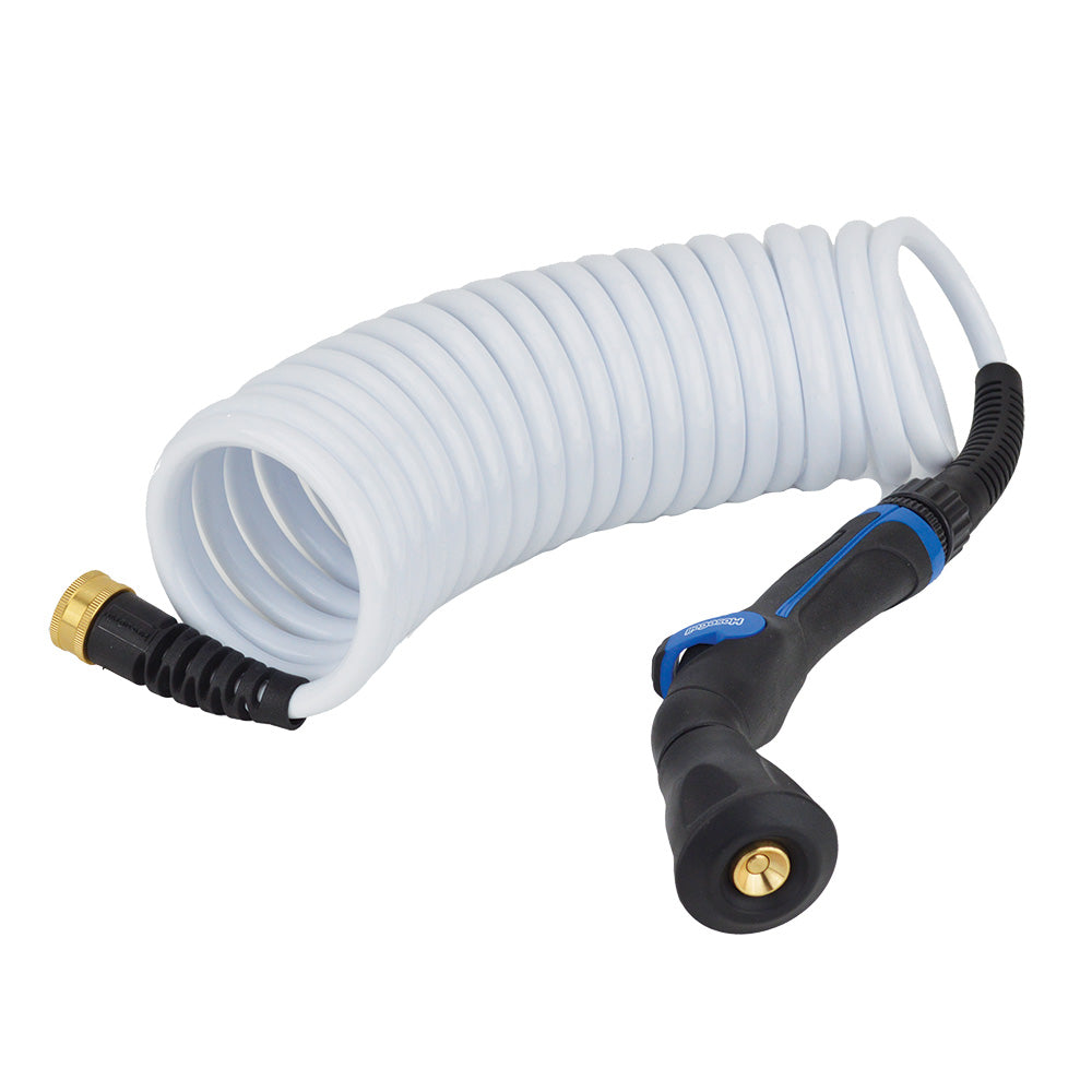 HoseCoil Skipper 20' Self-Coiling Marine Hose with Boat Bumper Nozzle