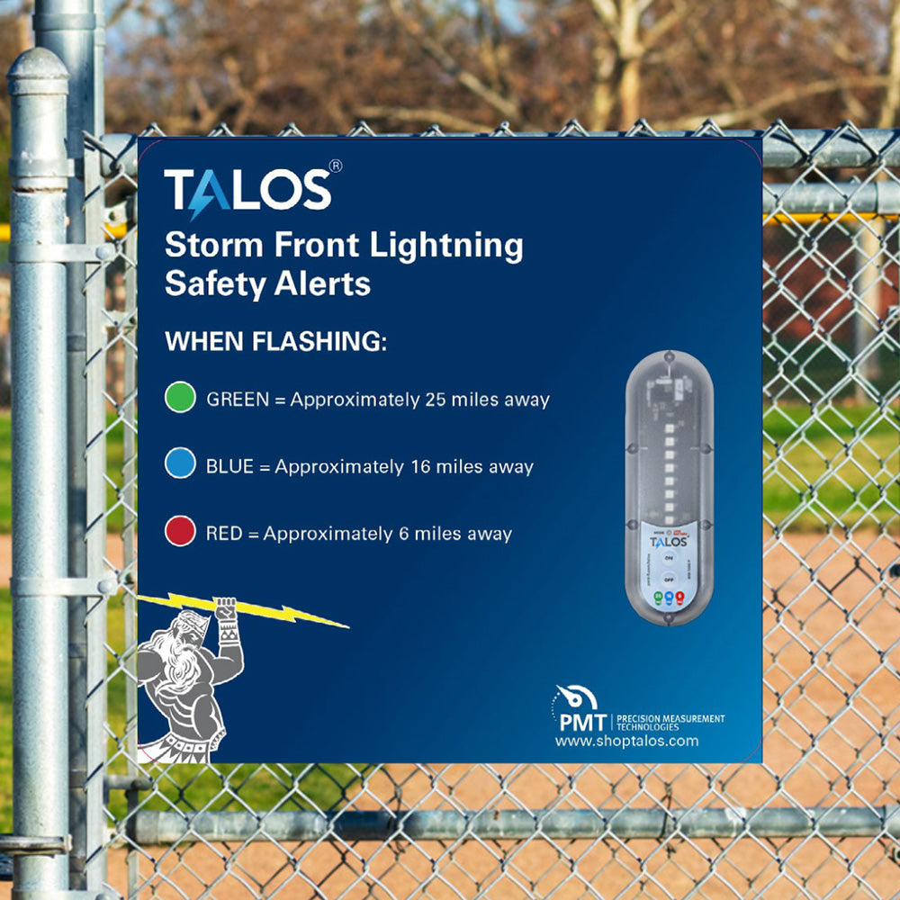 TALOS Standard Lightning Detector with 14"x14" Safety Sign – 25 Mile Range