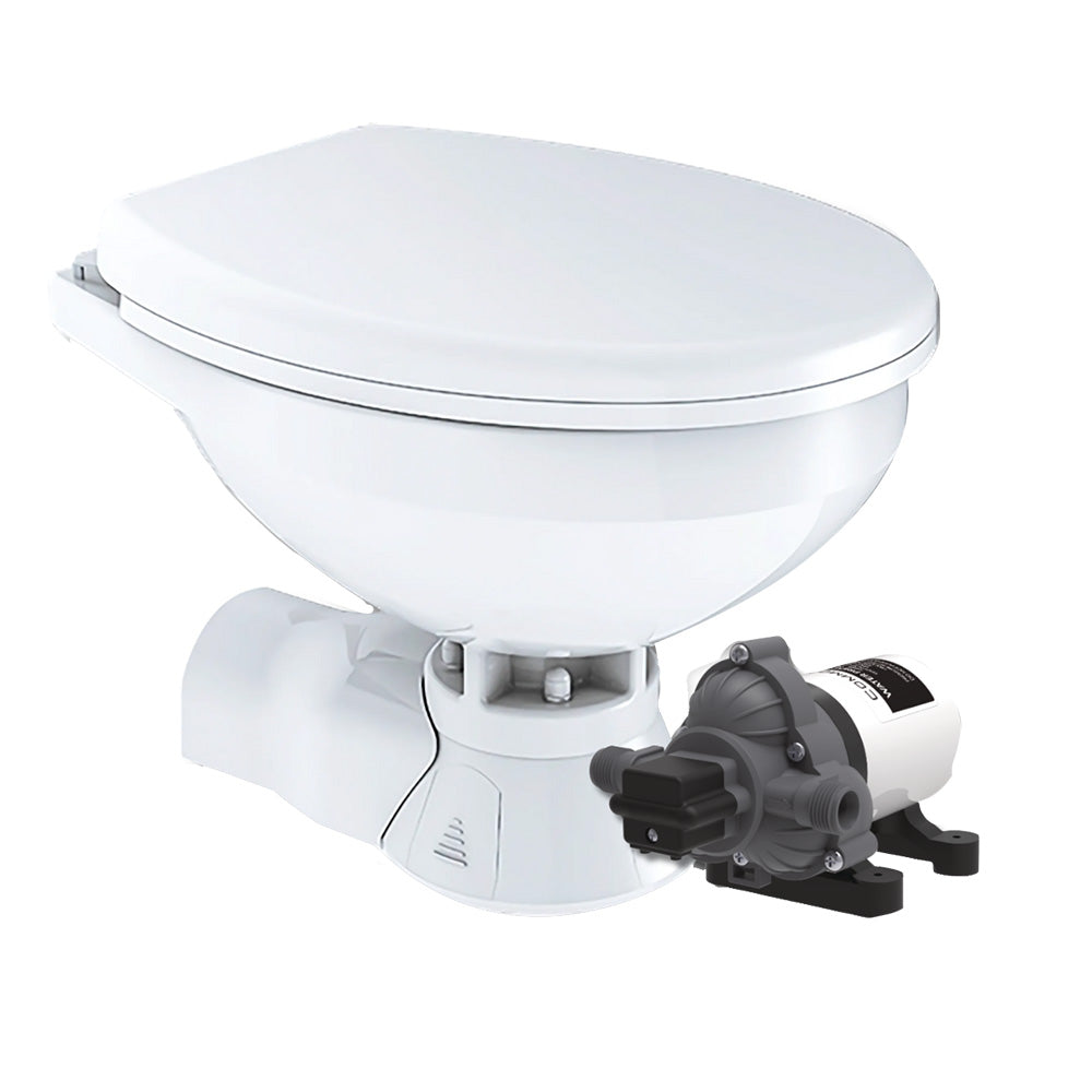Commodore Quiet Flush Electric Marine Toilet, 12V, Raw Water, Regular Size