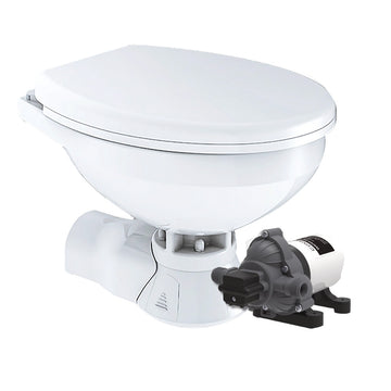 Commodore Quiet Flush Electric Marine Toilet, 12V, Raw Water, Regular Size