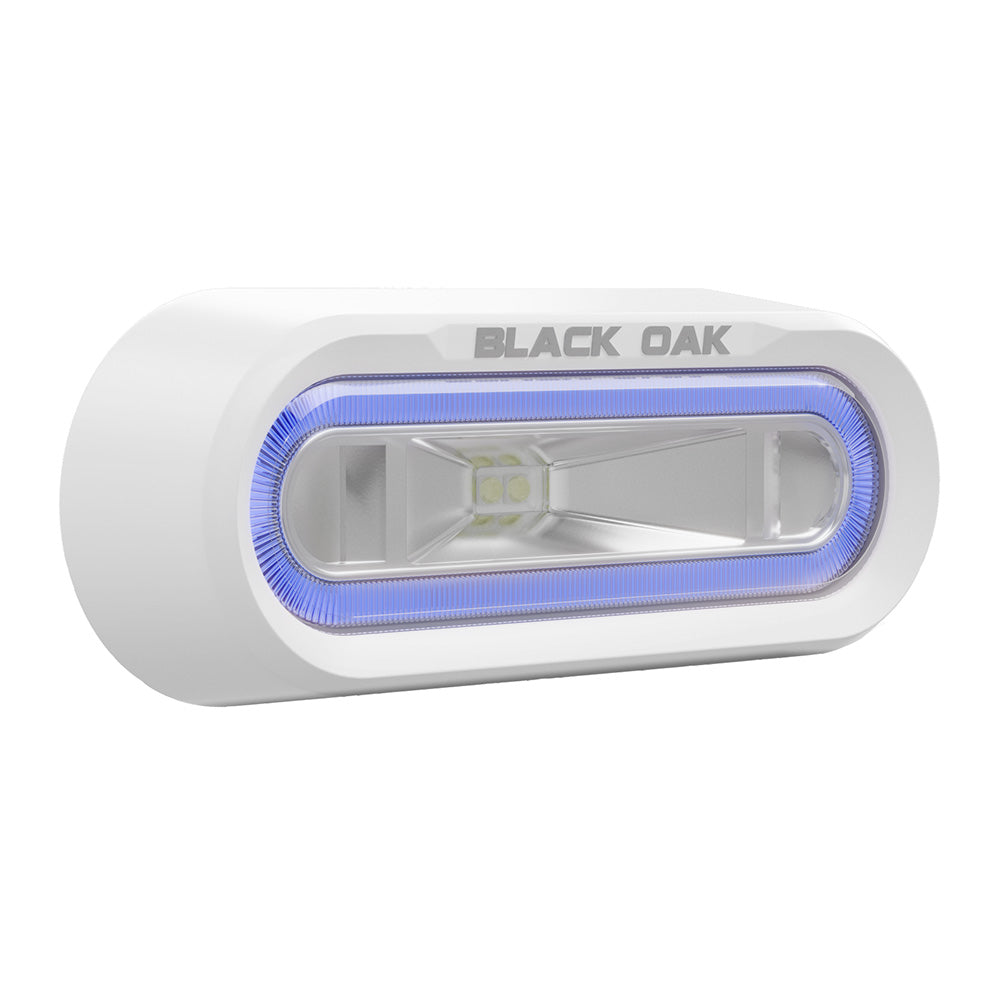 Black Oak LED Low Pro Spreader Light, White Housing, Blue LED Halo, 2000 Lumens