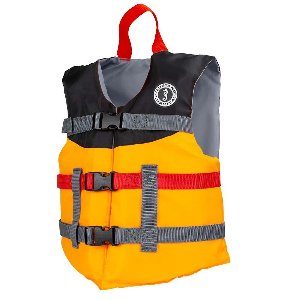 Mustang Survival Youth Livery Foam Vest, Mango/Black – USCG Type III/V Approved