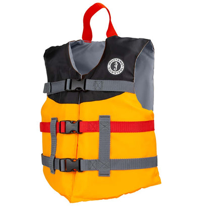 Mustang Survival Youth Livery Foam Vest, Mango/Black – USCG Type III/V Approved