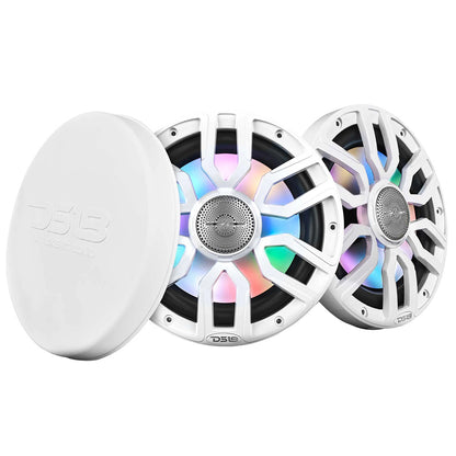 DS18 8 in. 2-Way Coaxial Marine Speakers with Digital LED Lights, Pair