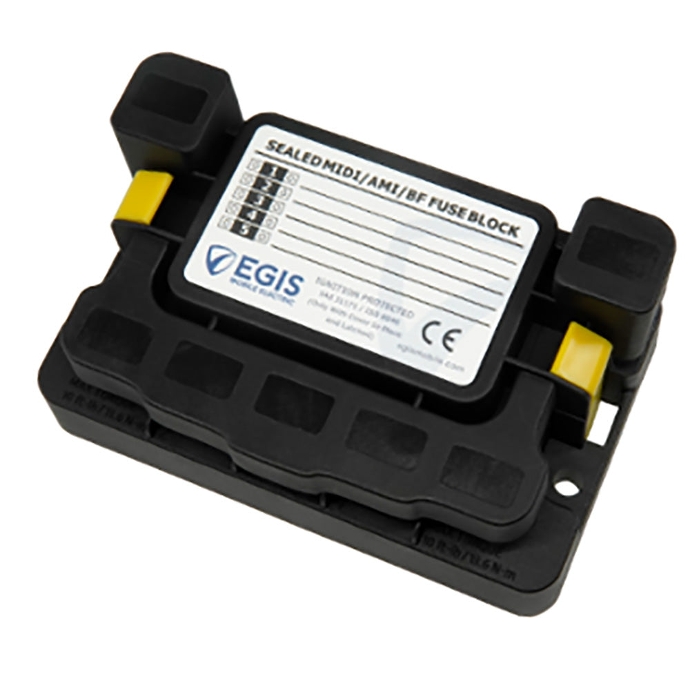 Egis Mobile Electric MIDI 5x Fuse Block w/Sealed Cover, IP67 Marine Grade