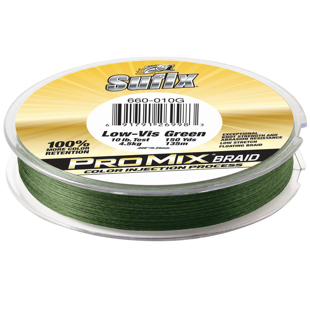 Sufix ProMix Braid Fishing Line, 50lb Test, Low-Vis Green, 150yds