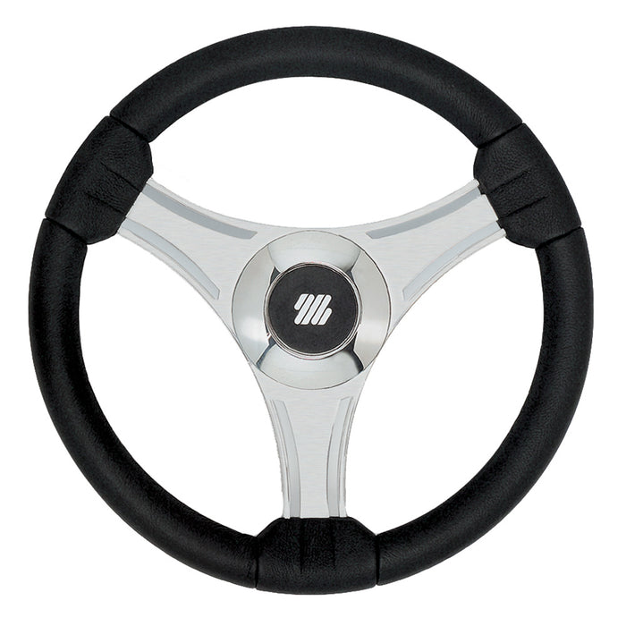 Uflex Tavolara 13.8 in. Black Polyurethane Steering Wheel with Silver Spokes and X62 Hub