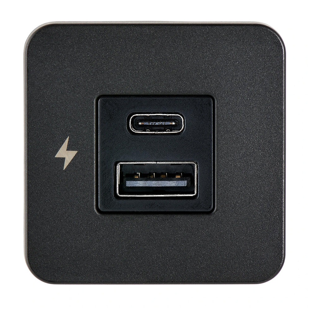 Scanstrut TILE USB-A/USB-C Interior Charging Socket, 12/24V - Black