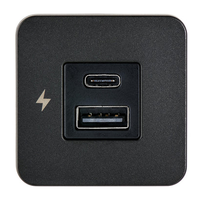 Scanstrut TILE USB-A/USB-C Interior Charging Socket, 12/24V - Black