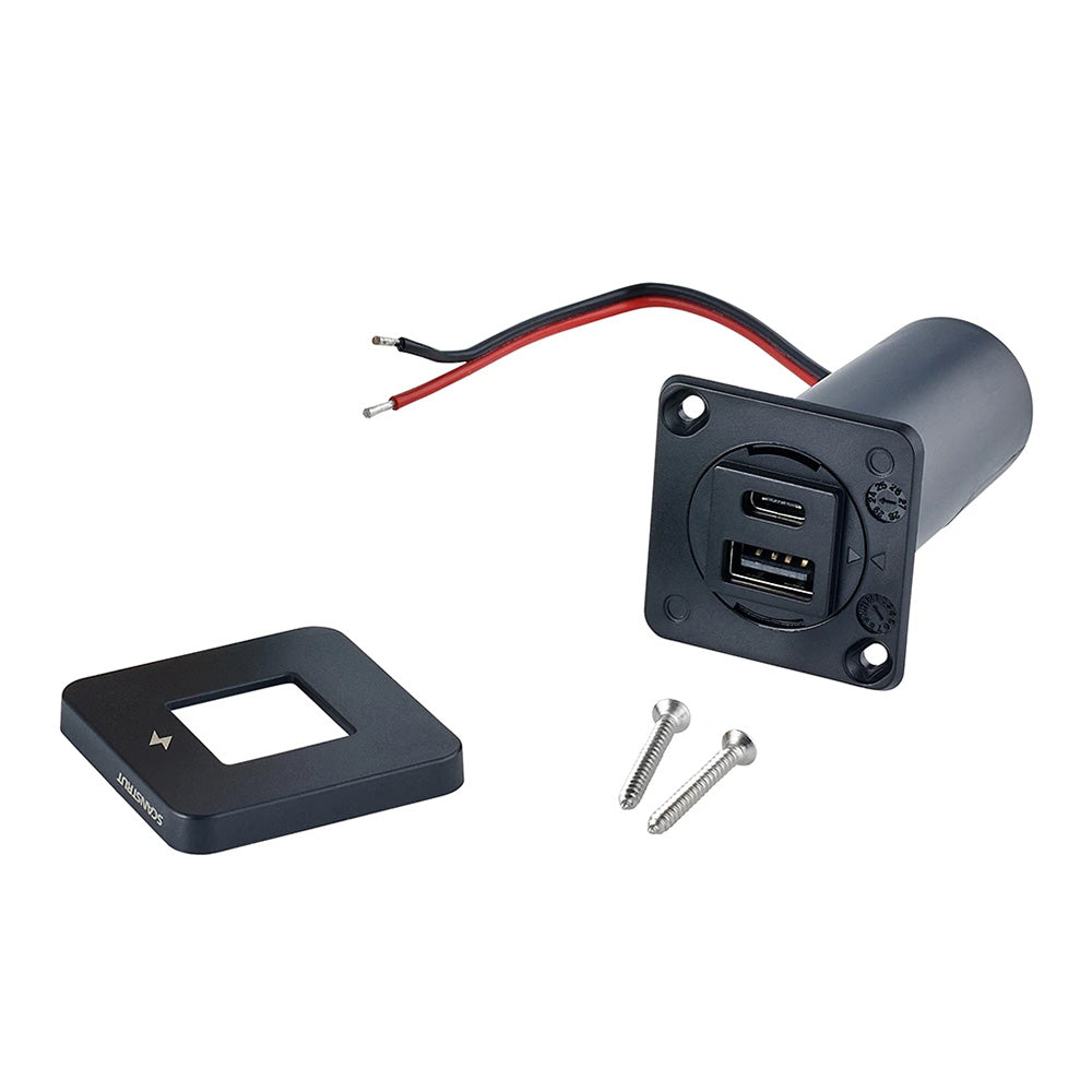 Scanstrut TILE USB-A/USB-C Interior Charging Socket, 12/24V - Black