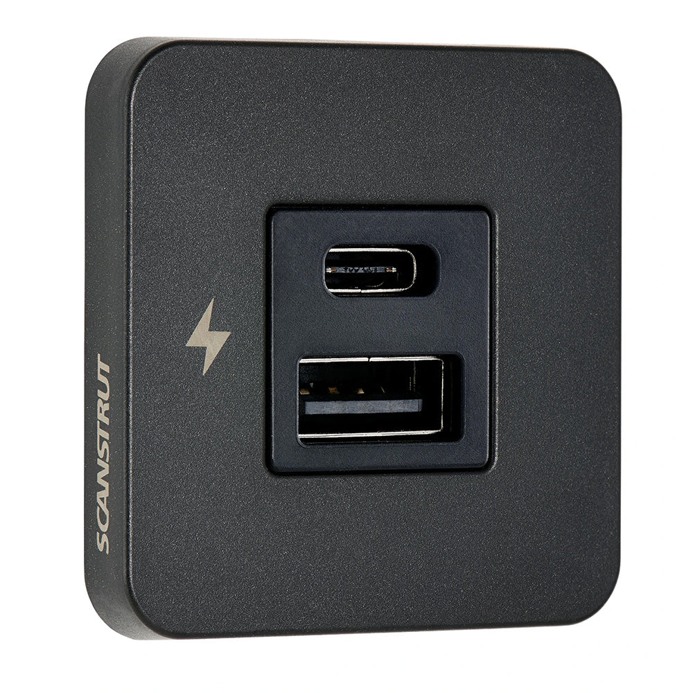 Scanstrut TILE USB-A/USB-C Interior Charging Socket, 12/24V - Black