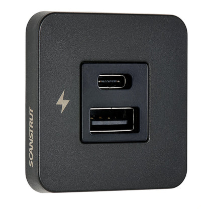 Scanstrut TILE USB-A/USB-C Interior Charging Socket, 12/24V - Black