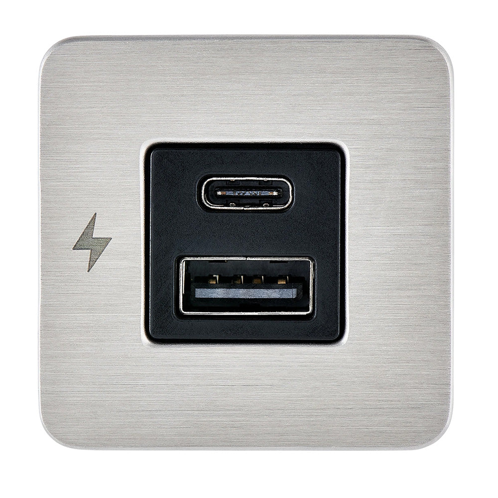 Scanstrut TILE USB-A/USB-C Interior Charging Socket, Stainless Steel Bezel