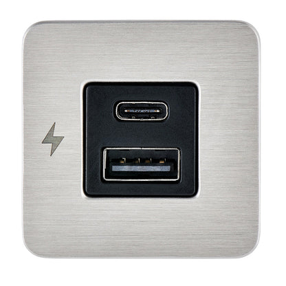 Scanstrut TILE USB-A/USB-C Interior Charging Socket, Stainless Steel Bezel