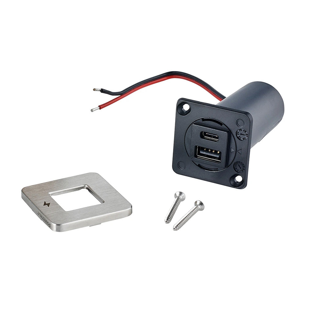 Scanstrut TILE USB-A/USB-C Interior Charging Socket, Stainless Steel Bezel