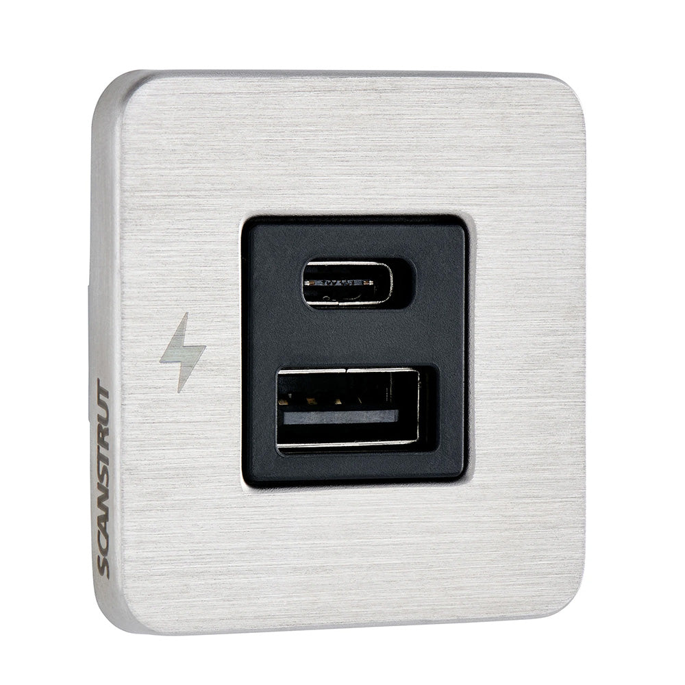 Scanstrut TILE USB-A/USB-C Interior Charging Socket, Stainless Steel Bezel