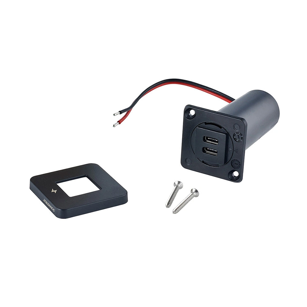Scanstrut TILE USB-C Interior Charging Socket, 12/24V 60W, Black Bezel